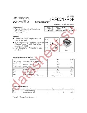 IRF6217PBF datasheet  